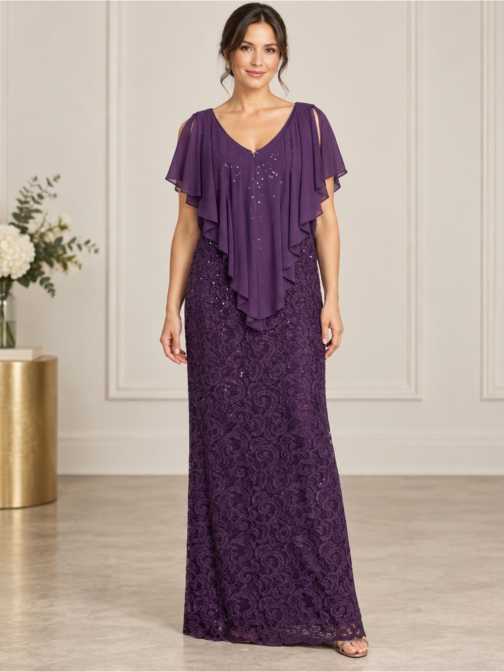 Marina Purple Lace Evening Dress NWT Size 10